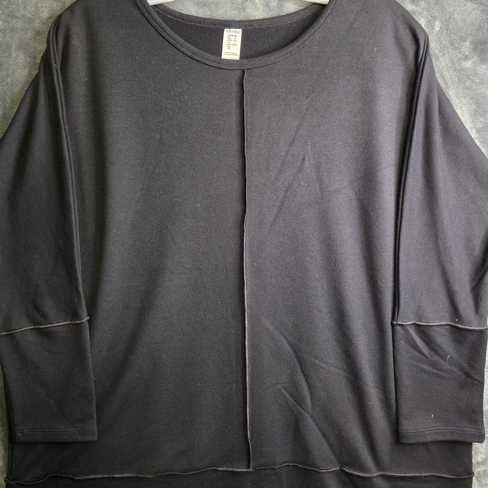 Spanx The Perfect Sweatshirt Black 3/4 Dolman Sleeve Stretch Active - Picture 2 of 8